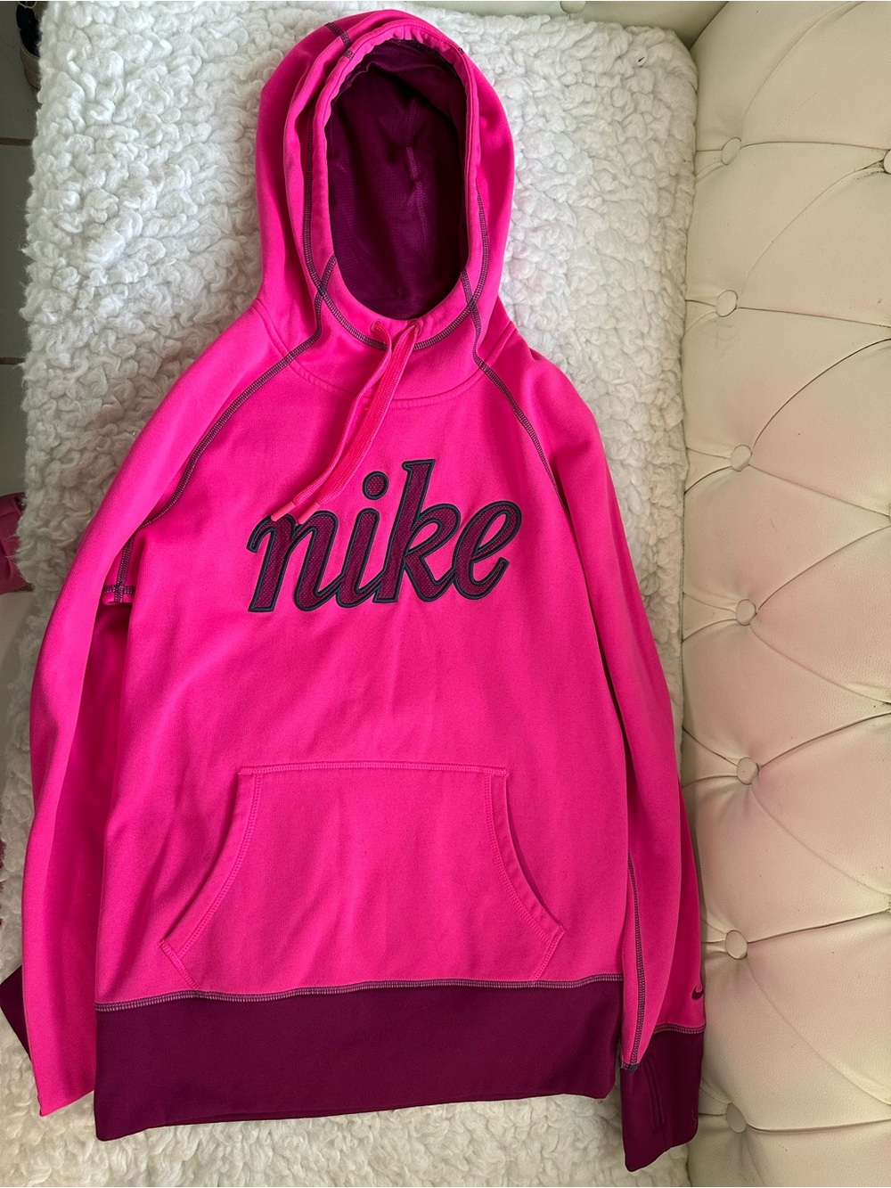 Nike Hot Pink Hoodie with Dark Magenta Accents